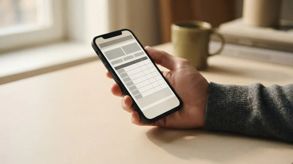 Smartphone mit Sportwetten-App auf neutralem Hintergrund