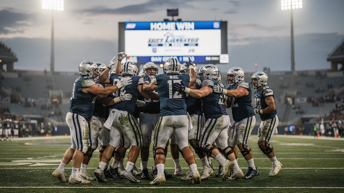 Fußballmannschaft feiert nach einem Sieg mit Teamgeist und Energie