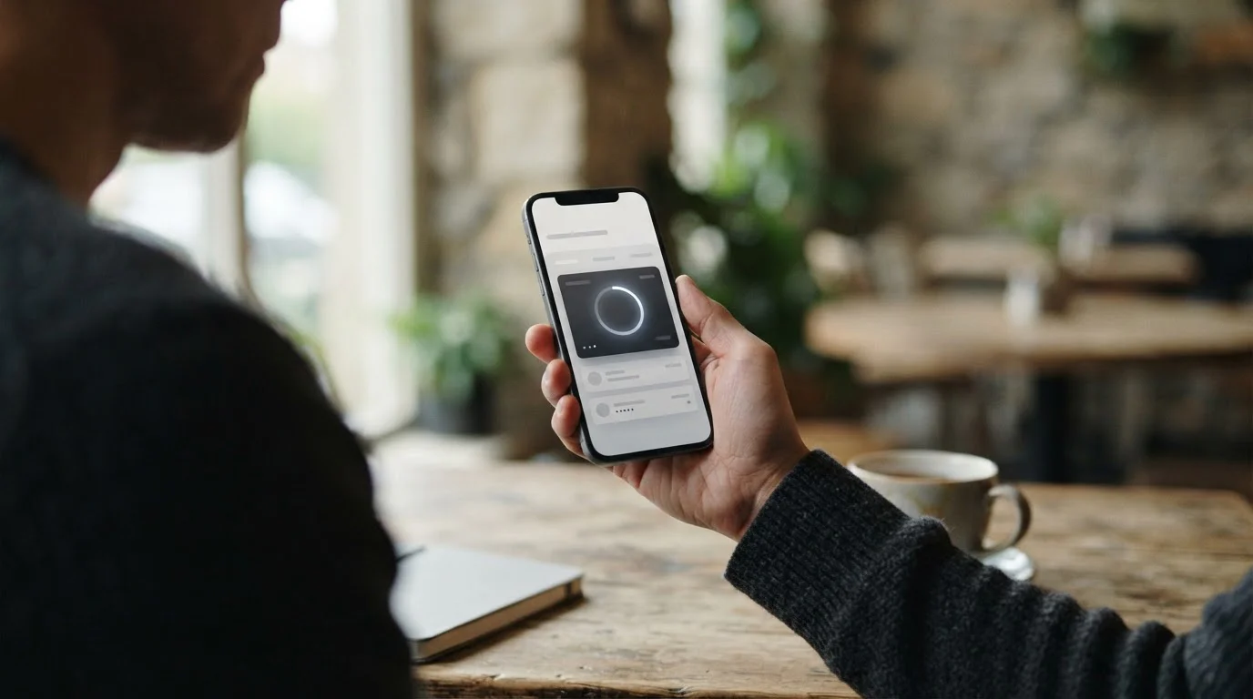 Smartphone mit Banking-App und symbolischer Echtzeitüberweisung auf dem Display