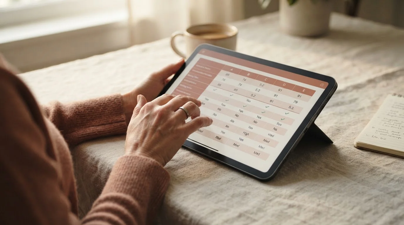 Vergleichstabelle mit mehreren Wettanbietern auf Tablet-Bildschirm, neutrale Darstellung