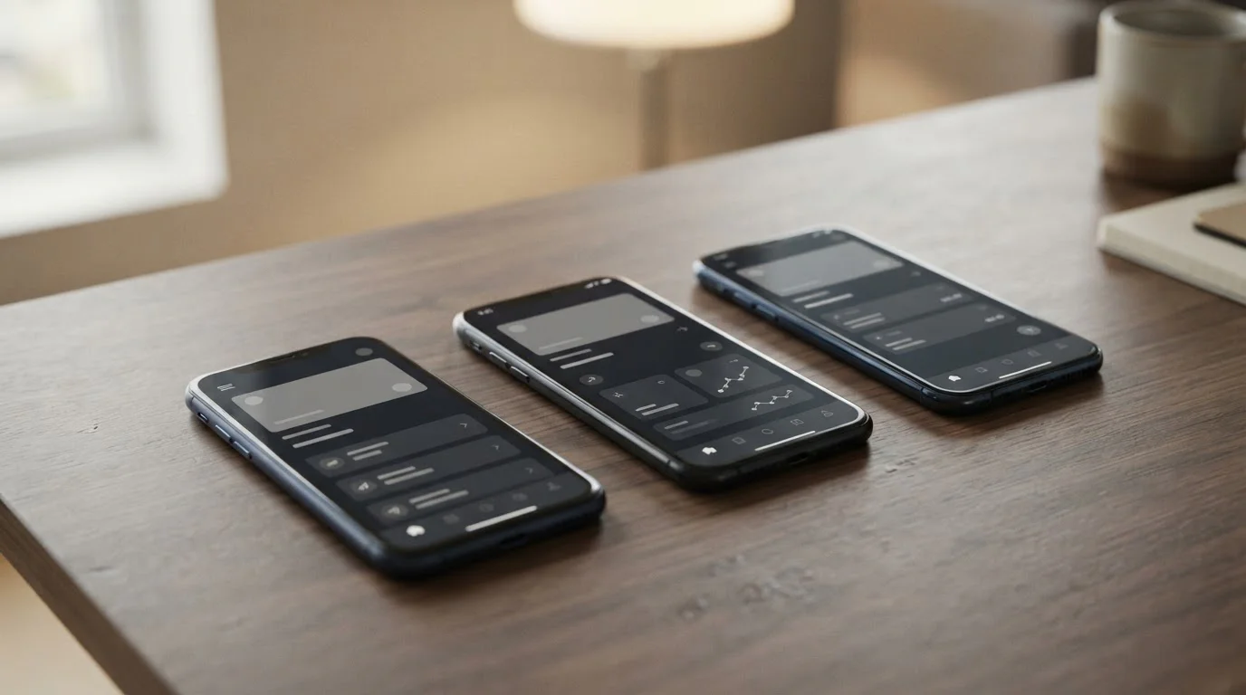 Drei Smartphones zeigen verschiedene digitale Zahlungsmethoden